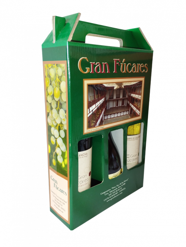 Estuche Lote 2 botellas Vino Tinto y Blanco Gran Fúcares + Botella 500 ml. AOVE Fúcares - Imagen 3