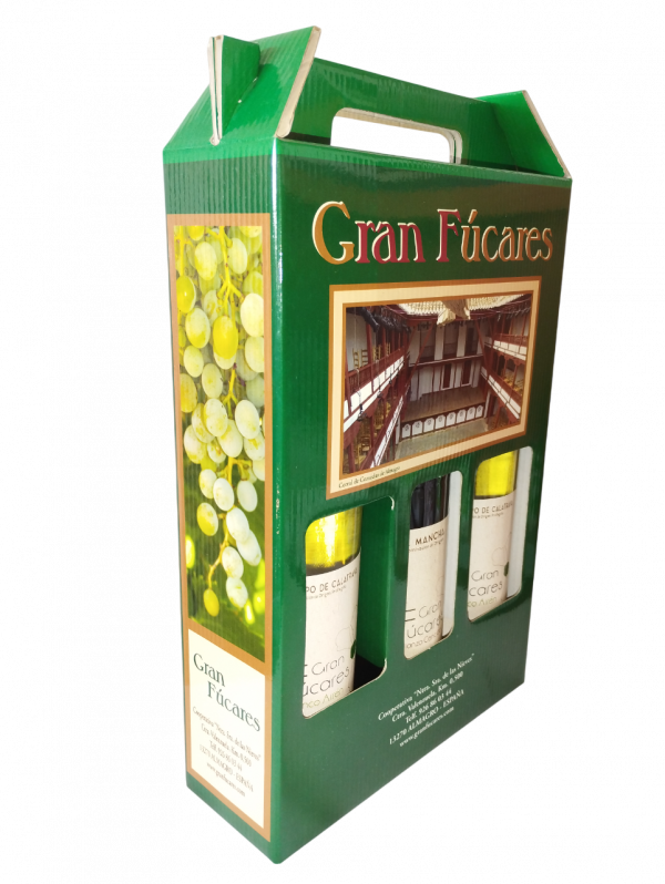 Estuche Lote 3 Botellas Gran Fúcares (2 Blanco Jóven Airen + 1 Tinto Crianza Cencibel) - Imagen 2
