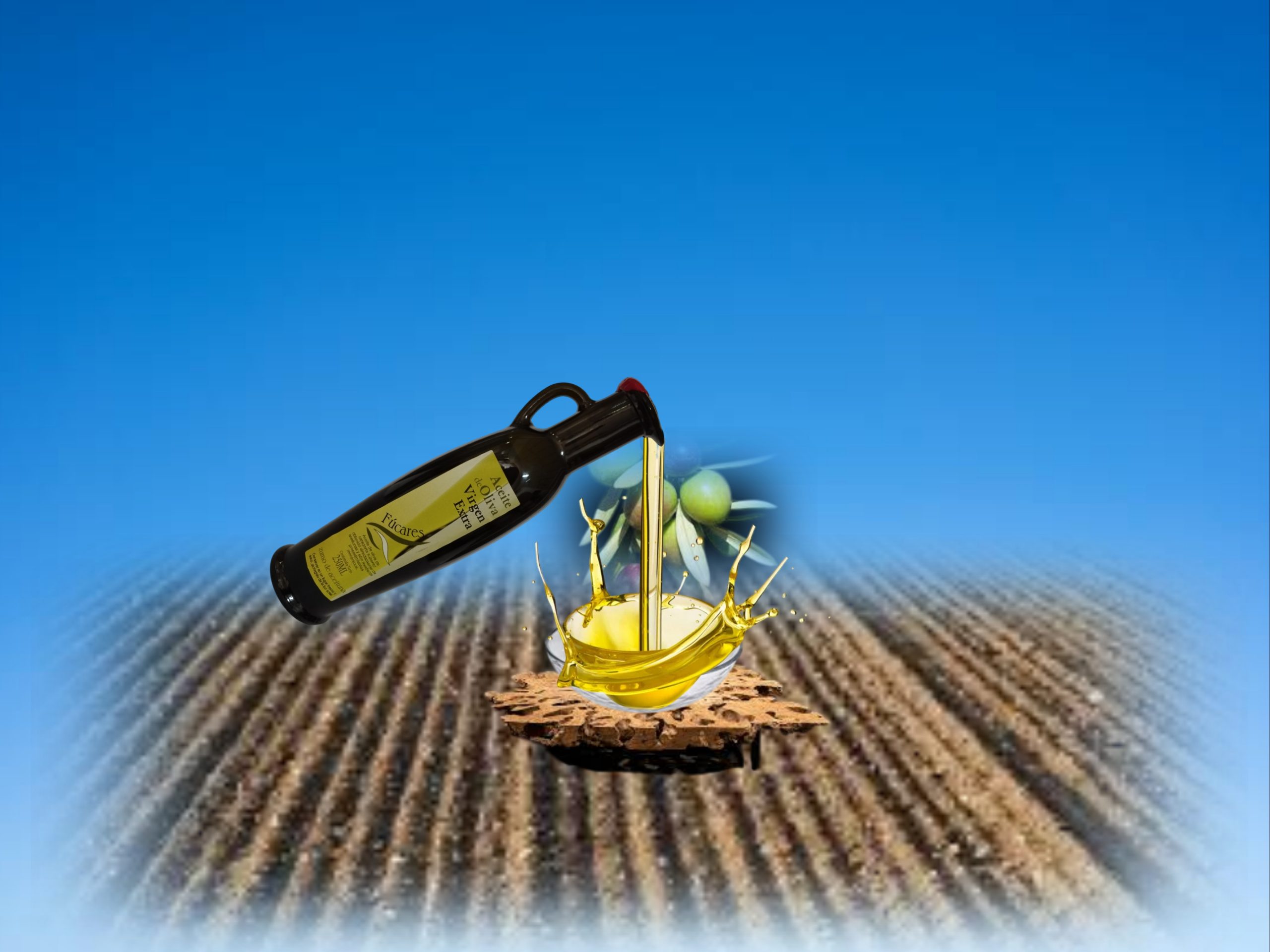 FOTO VACIANDO ACEITE BOTELLA CON SUELO ARADO